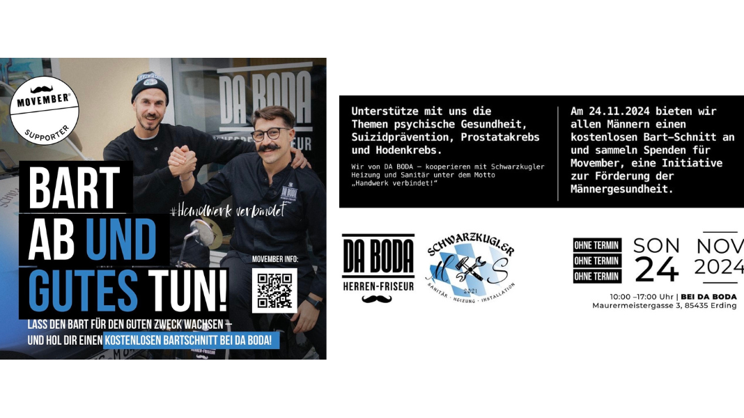 Movember – Ein Monat für Männergesundheit mit Stil und Herz bei DA BODA