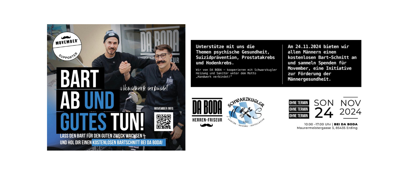 Movember – Ein Monat für Männergesundheit mit Stil und Herz bei DA BODA